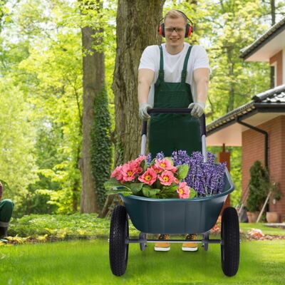 Costway Carriola da giardino con 2 ruote e struttura in acciaio, Carrello resistente con capacità di carico 100kg Verde Costway Carriola da giardino con 2 ruote e struttura in acciaio, Carrello resistente con capacità di carico 100kg Verde
