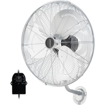 Costway Ventilatore a parete da 51cm con 3 velocità oscillazione a 85° e testa inclinabile a 30°, Ventilatore in metallo Argento Costway Ventilatore a parete da 51cm con 3 velocità oscillazione a 85° e testa inclinabile a 30°, Ventilatore in metallo Argento