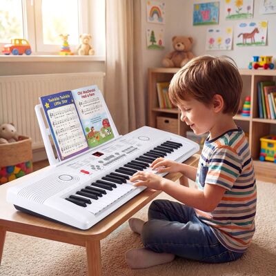 Creative Costway Pianoforte digitale portatile a 61 tasti per principianti con supporto per musica, Adesivi e borsa da trasporto Bianco Creative Costway Pianoforte digitale portatile a 61 tasti per principianti con supporto per musica, Adesivi e borsa da trasporto Bianco