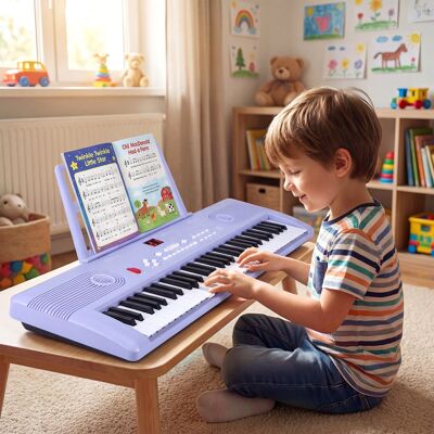 Creative Costway Pianoforte digitale portatile a 61 tasti per principianti con supporto per musica, Adesivi e borsa da trasporto Viola Creative Costway Pianoforte digitale portatile a 61 tasti per principianti con supporto per musica, Adesivi e borsa da trasporto Viola