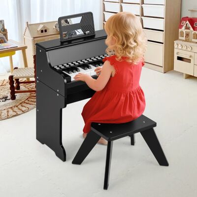 Creative Costway Mini tastiera pianoforte per bambini a 25 tasti con sgabello, Mini pianoforte digitale in legno con velocità regolabili Nero Creative Costway Mini tastiera pianoforte per bambini a 25 tasti con sgabello, Mini pianoforte digitale in legno con velocità regolabili Nero