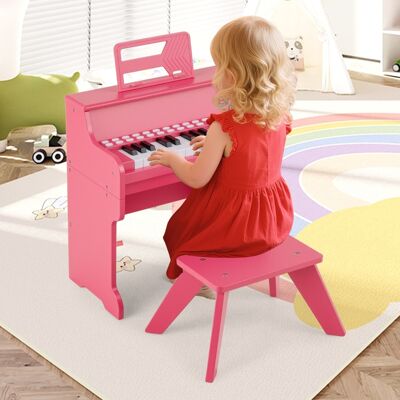 Creative Costway Mini tastiera pianoforte per bambini a 25 tasti con sgabello, Mini pianoforte digitale in legno con velocità regolabili Rosa Creative Costway Mini tastiera pianoforte per bambini a 25 tasti con sgabello, Mini pianoforte digitale in legno con velocità regolabili Rosa