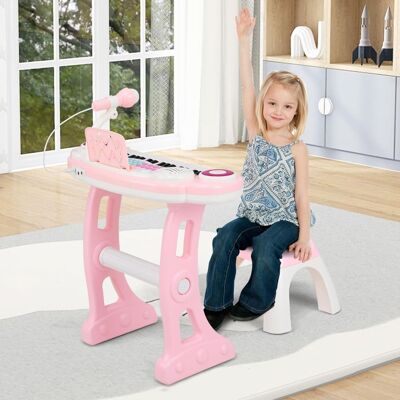 Creative Costway Piano elettronico per bambini 18+ mesi con gambe rimovibili sgabello microfono regolabile, Tastiera piano a 37 tasti Rosa Creative Costway Piano elettronico per bambini 18+ mesi con gambe rimovibili sgabello microfono regolabile, Tastiera piano a 37 tasti Rosa