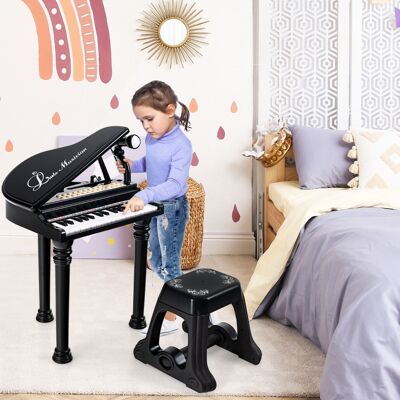 Creative Costway Tastiera per pianoforte a 31 tasti per bambini con sgabello, Pianoforte giocattolo portatile con microfono Nero Creative Costway Tastiera per pianoforte a 31 tasti per bambini con sgabello, Pianoforte giocattolo portatile con microfono Nero