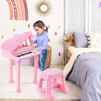 Creative Costway Tastiera per pianoforte a 31 tasti per bambini con sgabello, Pianoforte giocattolo portatile con microfono Rosa Creative Costway Tastiera per pianoforte a 31 tasti per bambini con sgabello, Pianoforte giocattolo portatile con microfono Rosa