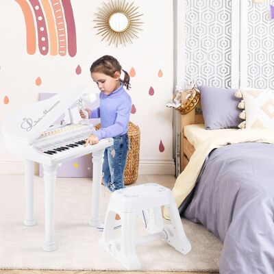 Creative Costway Tastiera per pianoforte a 31 tasti per bambini con sgabello, Pianoforte giocattolo portatile con microfono Bianco Creative Costway Tastiera per pianoforte a 31 tasti per bambini con sgabello, Pianoforte giocattolo portatile con microfono Bianco