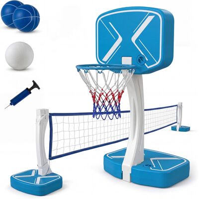 Costway 2 in 1 canestro da basket e rete da pallavolo con 2 palloni da basket 1 pallone da pallavolo 1 pompa e 2 reti, Giocattoli acquatici per spiaggia giard Costway 2 in 1 canestro da basket e rete da pallavolo con 2 palloni da basket 1 pallone da pallavolo 1 pompa e 2 reti, Giocattoli acquatici per spiaggia giard