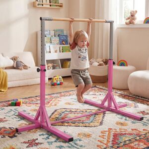 Costway Barra ginnastica orizzontale regolabile 12 livelli metallo struttura base antiscivolo, Barra attrezzatura palestra interno bambini 3+ anni Rosa Costway Barra ginnastica orizzontale regolabile 12 livelli metallo struttura base antiscivolo, Barra attrezzatura palestra interno bambini 3+ anni Rosa