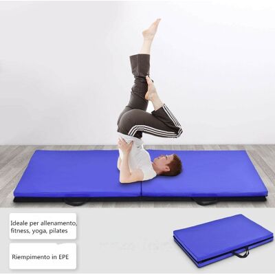 Costway Tappetino yoga pieghevole Materassino ginnastica spessore multifunzionale e antiscivolo 180x60x4cm Blu Costway Tappetino yoga pieghevole Materassino ginnastica spessore multifunzionale e antiscivolo 180x60x4cm Blu