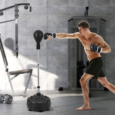 Costway Sacco da boxe da terra con guantoni asta flessibile e base riempibile, Punching ball regolabile in altezza Nero Costway Sacco da boxe da terra con guantoni asta flessibile e base riempibile, Punching ball regolabile in altezza Nero