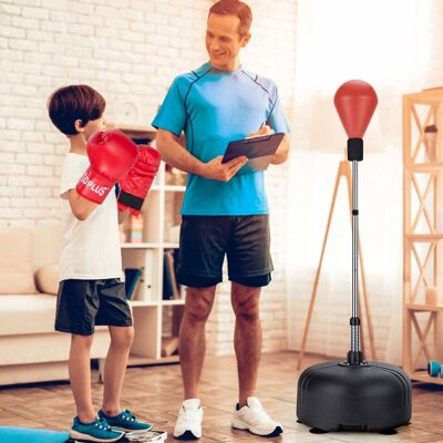 Costway Punching ball per adulti e bambini con altezza regolabile in 4 posizioni, Sacco da boxe con supporto e guanti Rosso Costway Punching ball per adulti e bambini con altezza regolabile in 4 posizioni, Sacco da boxe con supporto e guanti Rosso