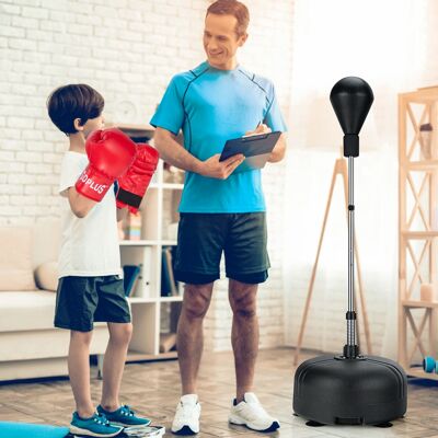 Costway Punching ball per adulti e bambini con altezza regolabile in 4 posizioni, Sacco da boxe con supporto e guanti Nero Costway Punching ball per adulti e bambini con altezza regolabile in 4 posizioni, Sacco da boxe con supporto e guanti Nero