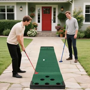 Costway Set di gioco golf pong con tappetino per putt con 2 mazze regolabili, Set di gioco golf per interni ed esterni Verde Costway Set di gioco golf pong con tappetino per putt con 2 mazze regolabili, Set di gioco golf per interni ed esterni Verde