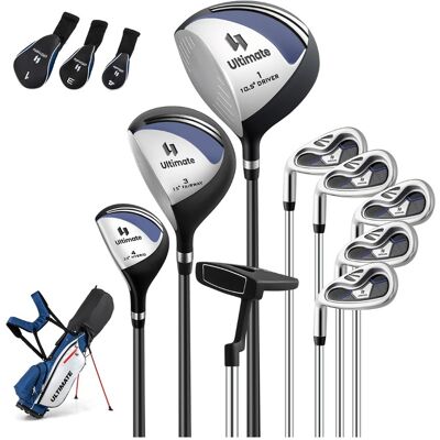 Costway Borsa da golf con supporto driver #1 da 460CC con copri testa, Set completo di mazze da golf per uomo per mancini Blu Costway Borsa da golf con supporto driver #1 da 460CC con copri testa, Set completo di mazze da golf per uomo per mancini Blu