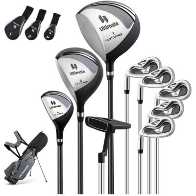 Costway Borsa da golf con supporto driver #1 da 460CC con copri testa, Set completo di mazze da golf per uomo per mancini Grigio Costway Borsa da golf con supporto driver #1 da 460CC con copri testa, Set completo di mazze da golf per uomo per mancini Grigio