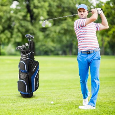 Costway Set completo di mazze da golf da uomo da 9 pezzi, Mazze da golf con driver in lega legno fairway 3# ibrido 4# Blu Costway Set completo di mazze da golf da uomo da 9 pezzi, Mazze da golf con driver in lega legno fairway 3# ibrido 4# Blu