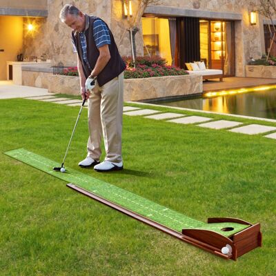 Costway Tappetino da golf per putt con sistema automatico di ritorno della palla, Allenamento con 3 palline da golf 277x29cm Costway Tappetino da golf per putt con sistema automatico di ritorno della palla, Allenamento con 3 palline da golf 277x29cm
