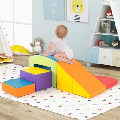 Costway 6 Blocchi di schiuma per arrampicarsi e strisciare con tunnel, Gioco morbido per bambini Colorato Costway 6 Blocchi di schiuma per arrampicarsi e strisciare con tunnel, Gioco morbido per bambini Colorato