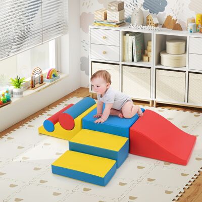 Costway Blocchi da arrampicata in schiuma per bambini piccoli, Set di 7 pezzi per gioco morbido con chiusure a strappo per gattonare Multicolore Costway Blocchi da arrampicata in schiuma per bambini piccoli, Set di 7 pezzi per gioco morbido con chiusure a strappo per gattonare Multicolore