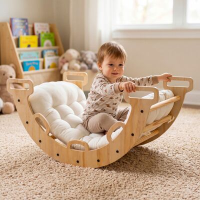 Costway Arco da arrampicata per bambini con cuscino morbido e 10 maniglie, Giocattolo da arrampicata versatile in legno massello Naturale Costway Arco da arrampicata per bambini con cuscino morbido e 10 maniglie, Giocattolo da arrampicata versatile in legno massello Naturale