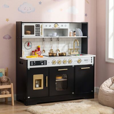 Costway Cucina bambini in legno cucina giocattolo con che si illumina, Cucina giocattolo set da gioco di chef per bambini 3+ anni Nero Costway Cucina bambini in legno cucina giocattolo con che si illumina, Cucina giocattolo set da gioco di chef per bambini 3+ anni Nero