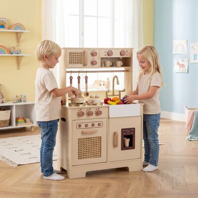 Costway Cucina bambini in legno cucina giocattolo con effetti sonori e luci, Cucina giocattolo set da gioco di chef con 15 accessori Giallo Costway Cucina bambini in legno cucina giocattolo con effetti sonori e luci, Cucina giocattolo set da gioco di chef con 15 accessori Giallo