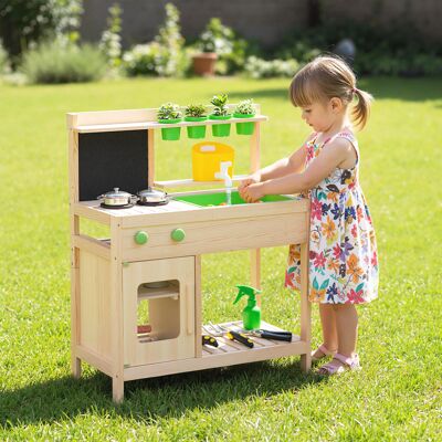 Costway Cucina fango bambini gioco lavagna fornelli rubinetto lavello utensili, Cucina vasi fiori manopole armadio legno esterno bambini 3+ anni Costway Cucina fango bambini gioco lavagna fornelli rubinetto lavello utensili, Cucina vasi fiori manopole armadio legno esterno bambini 3+ anni