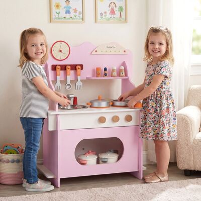 Costway Cucina giocattolo legno bambini finzione orologio fornello porta spezie, Cucina rubinetto lavandino forno accessori completi bambini 3+anni Rosa Costway Cucina giocattolo legno bambini finzione orologio fornello porta spezie, Cucina rubinetto lavandino forno accessori completi bambini 3+anni Rosa
