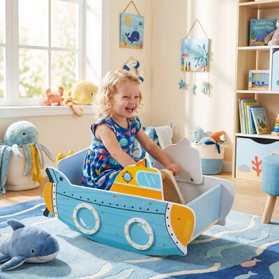 Costway Gioco da arrampicata montessori in legno per bambini con elica rotante, Set sottomarino dondolo per cameretta 1+ anni Costway Gioco da arrampicata montessori in legno per bambini con elica rotante, Set sottomarino dondolo per cameretta 1+ anni