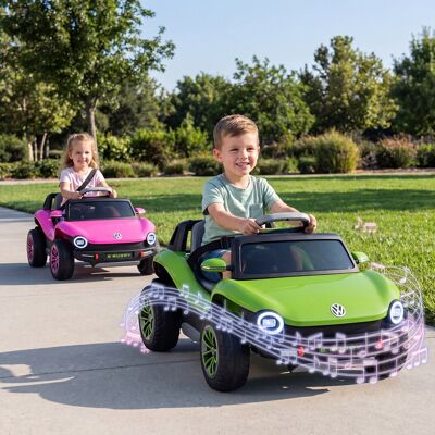 Costway Macchina elettrica per bambini con telecomando 3 livelli di velocità, Auto cavalcabile con musica vano portaoggetti e ruote ammortizzanti Verde Costway Macchina elettrica per bambini con telecomando 3 livelli di velocità, Auto cavalcabile con musica vano portaoggetti e ruote ammortizzanti Verde