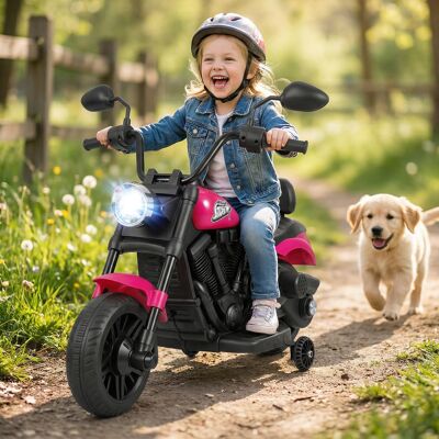 Costway Moto elettrica fari e musica elettrica a batteria 6v con 2 ruote di supporto pedale, Motorino sicuro per bambini 3+ anni Rosa Costway Moto elettrica fari e musica elettrica a batteria 6v con 2 ruote di supporto pedale, Motorino sicuro per bambini 3+ anni Rosa