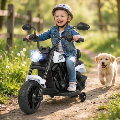 Costway Moto elettrica fari e musica elettrica a batteria 6v con 2 ruote di supporto pedale, Motorino sicuro per bambini 3+ anni 3 Bianco Costway Moto elettrica fari e musica elettrica a batteria 6v con 2 ruote di supporto pedale, Motorino sicuro per bambini 3+ anni 3 Bianco