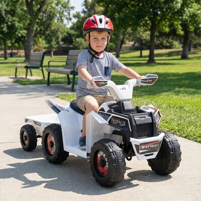Costway Quad atv elettrico bambini rimorchio posteriore ruote antiusura motore, Quad giocattolo interruttore un tocco veicolo per bambini 3+ anni Bianco Costway Quad atv elettrico bambini rimorchio posteriore ruote antiusura motore, Quad giocattolo interruttore un tocco veicolo per bambini 3+ anni Bianco