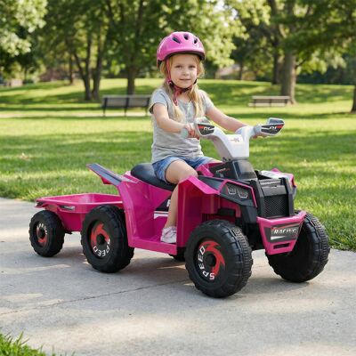 Costway Quad atv elettrico bambini rimorchio posteriore ruote antiusura motore, Quad giocattolo interruttore un tocco veicolo per bambini 3+ anni Rosa Costway Quad atv elettrico bambini rimorchio posteriore ruote antiusura motore, Quad giocattolo interruttore un tocco veicolo per bambini 3+ anni Rosa