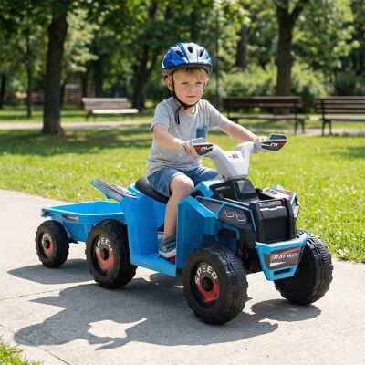 Costway Quad atv elettrico bambini rimorchio posteriore ruote antiusura motore, Quad giocattolo interruttore un tocco veicolo per bambini 3+ anni Blu Costway Quad atv elettrico bambini rimorchio posteriore ruote antiusura motore, Quad giocattolo interruttore un tocco veicolo per bambini 3+ anni Blu