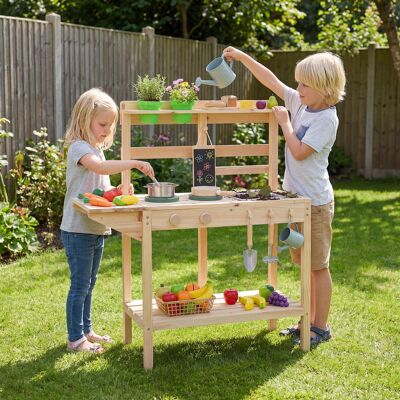 Costway Set da cucina giocattolo per bambini legno fornelli lavello manopole rotanti, Cucina gioco da chef lavagna vasi fiori scaffali 3+ anni Costway Set da cucina giocattolo per bambini legno fornelli lavello manopole rotanti, Cucina gioco da chef lavagna vasi fiori scaffali 3+ anni