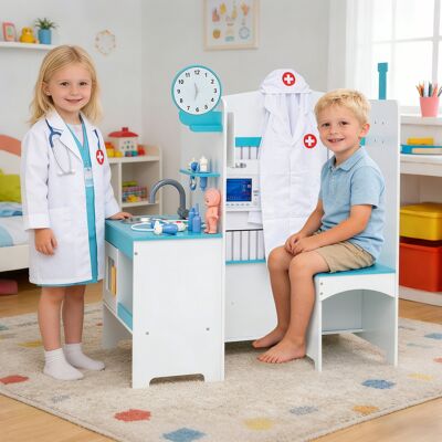 Costway Set dottore bambini legno rubinetto lavandino monitor ecg 27 accessori, Set dottore diagramma corpo orologio barra 3-6 anni Costway Set dottore bambini legno rubinetto lavandino monitor ecg 27 accessori, Set dottore diagramma corpo orologio barra 3-6 anni