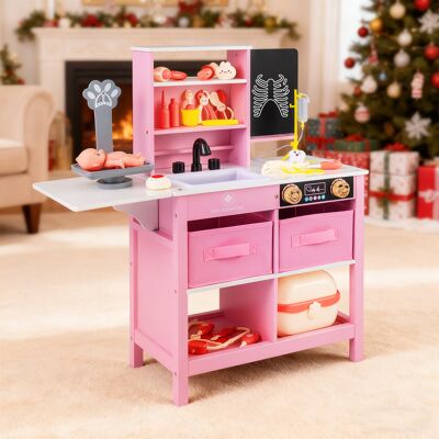 Costway Set gioco medico legno centro medico lavagna bilancia animali rubinetto lavandino, Set ospedale tavolo pieghevole cassetti valigetta accessori Rosa Costway Set gioco medico legno centro medico lavagna bilancia animali rubinetto lavandino, Set ospedale tavolo pieghevole cassetti valigetta accessori Rosa