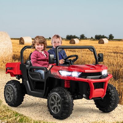 Costway Trattore elettrico giocattolo con letto di scarico 2.4G telecomando, Trattore giocattolo per bambini Rosso Costway Trattore elettrico giocattolo con letto di scarico 2.4G telecomando, Trattore giocattolo per bambini Rosso
