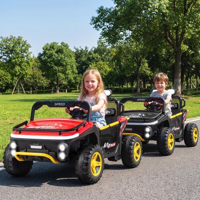 Costway Veicolo elettrico 24v 2 posti camion clacson musica storie wireless, Luci cambio marce telecomando spazio stoccaggio Rosso Costway Veicolo elettrico 24v 2 posti camion clacson musica storie wireless, Luci cambio marce telecomando spazio stoccaggio Rosso