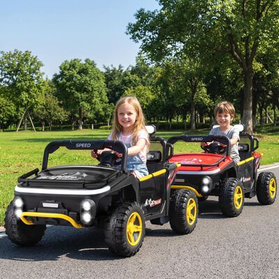 Costway Veicolo elettrico 24v 2 posti camion clacson musica storie wireless, Luci cambio marce telecomando spazio stoccaggio Nero Costway Veicolo elettrico 24v 2 posti camion clacson musica storie wireless, Luci cambio marce telecomando spazio stoccaggio Nero