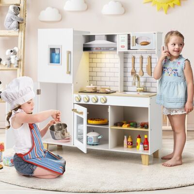 Costway Set da cucina per bambini con macchina del ghiaccio, Cucina giocattolo con luci e suoni per bambini Bianco Costway Set da cucina per bambini con macchina del ghiaccio, Cucina giocattolo con luci e suoni per bambini Bianco