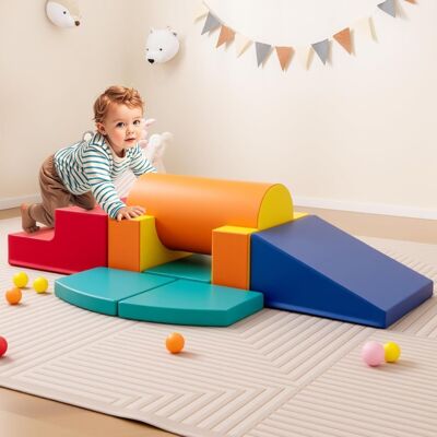 Costway Set 10 giocattoli da arrampicata in schiuma morbida per bambini, Blocchi da costruzione con attività Arancione Costway Set 10 giocattoli da arrampicata in schiuma morbida per bambini, Blocchi da costruzione con attività Arancione