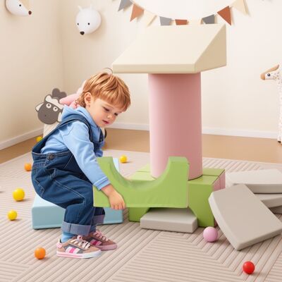 Costway Set 10 giocattoli da arrampicata in schiuma morbida per bambini, Blocchi da costruzione con attività Rosa Costway Set 10 giocattoli da arrampicata in schiuma morbida per bambini, Blocchi da costruzione con attività Rosa