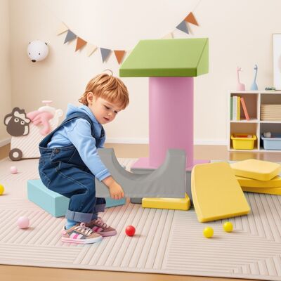 Costway Set 10 giocattoli da arrampicata in schiuma morbida per bambini, Blocchi da costruzione con attività Giallo Costway Set 10 giocattoli da arrampicata in schiuma morbida per bambini, Blocchi da costruzione con attività Giallo
