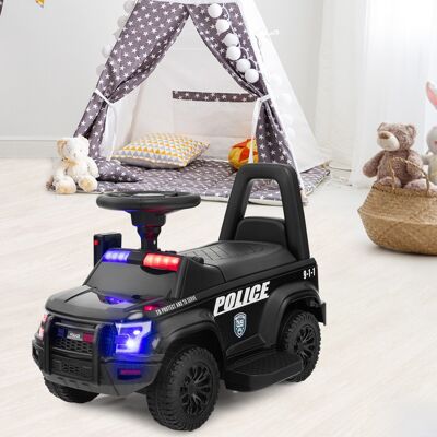 Costway Auto della polizia giocattolo alimentata a batteria, Cavalcabile per bambini con megafono laterale clacson Nero Costway Auto della polizia giocattolo alimentata a batteria, Cavalcabile per bambini con megafono laterale clacson Nero