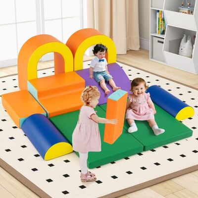 Costway Set di 10 blocchi da arrampicata in schiuma, Set attività per interni per bambini 1+ anno Arancione Costway Set di 10 blocchi da arrampicata in schiuma, Set attività per interni per bambini 1+ anno Arancione