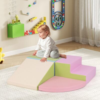 Costway Set di blocchi in schiuma con velcro per arrampicarsi e gattonare per bambini, Set di blocchi morbidi per lo sviluppo dei bambini Rosa Costway Set di blocchi in schiuma con velcro per arrampicarsi e gattonare per bambini, Set di blocchi morbidi per lo sviluppo dei bambini Rosa