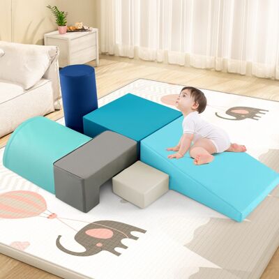 Costway Blocchi rampicanti in schiuma per bambini 1-3 anni, Blocchi rampicanti set rampicante indoor con rettangoli Blu Costway Blocchi rampicanti in schiuma per bambini 1-3 anni, Blocchi rampicanti set rampicante indoor con rettangoli Blu