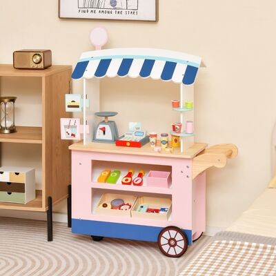 Costway Carrello alimenti per bambini con pos bilancia mensole e ripiani, Supermercato giocattolo con 3 ruote Rosa Costway Carrello alimenti per bambini con pos bilancia mensole e ripiani, Supermercato giocattolo con 3 ruote Rosa
